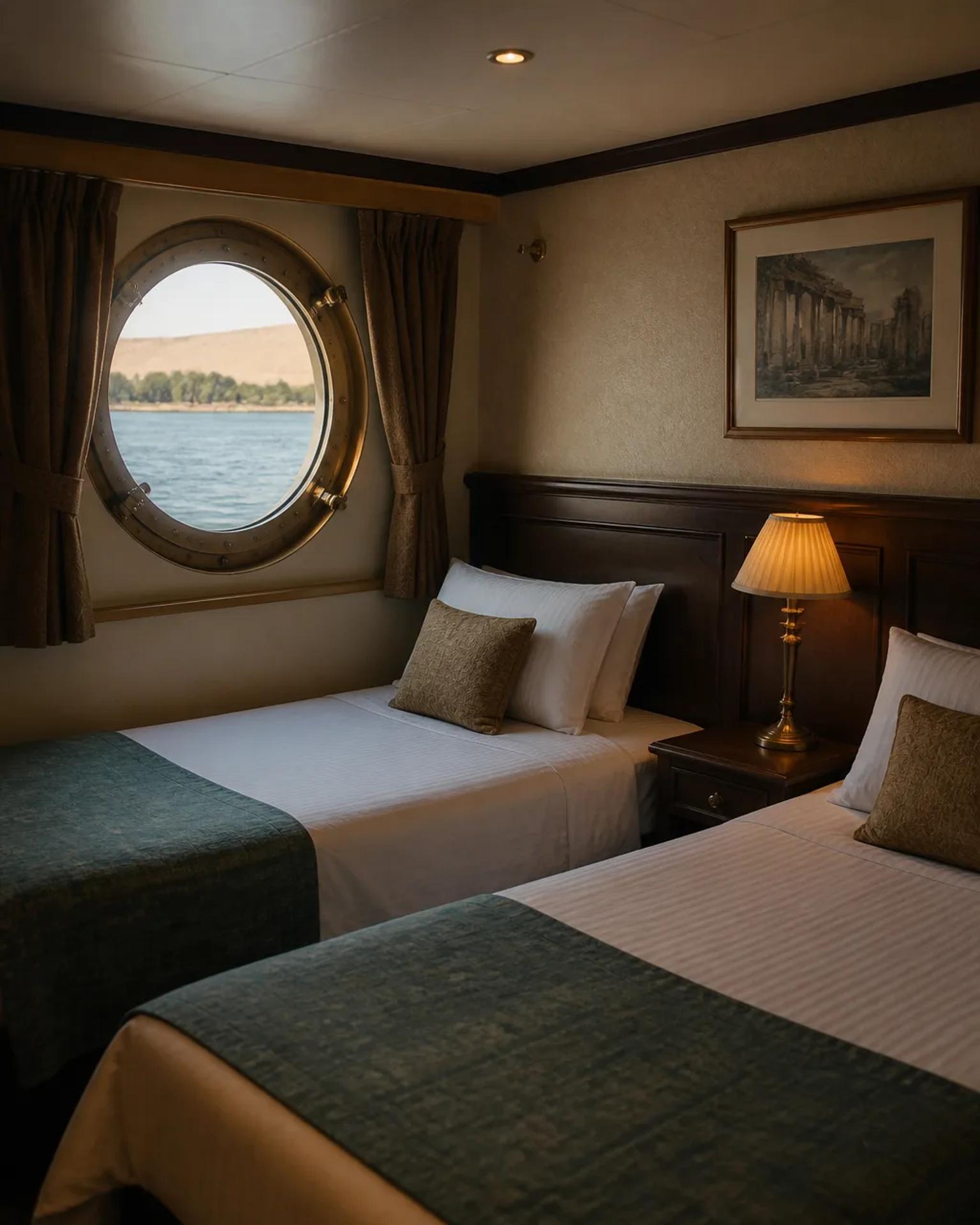 Standard 5-star Nile cruise ship sun deck with pool