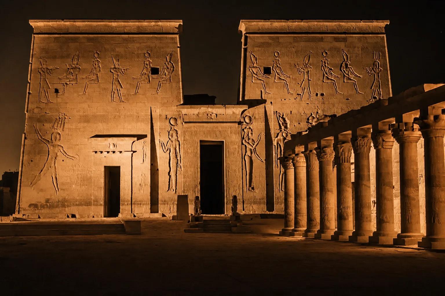 Philae temple on its island in the Nile at Aswan
