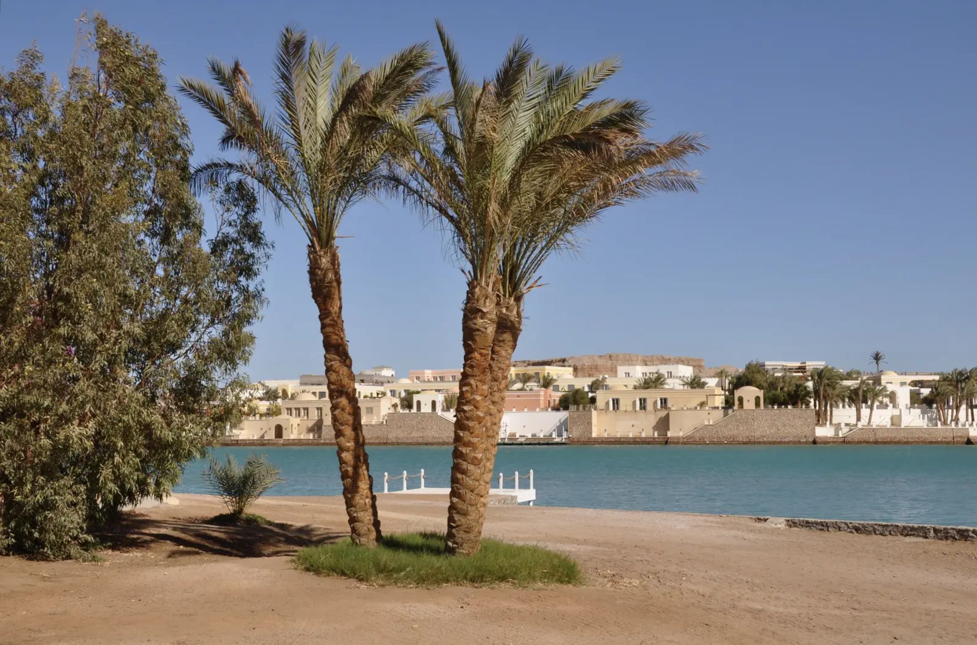 Lagoons, footbridges and villas at El Gouna on the Red Sea