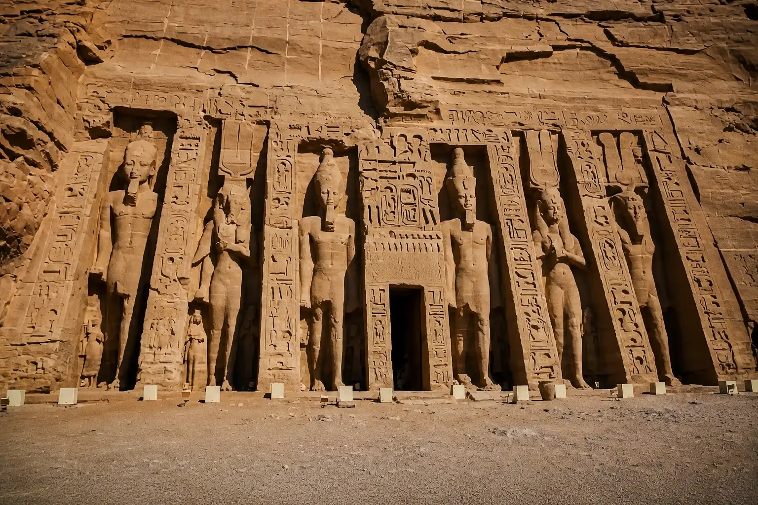 The four seated colossi of Ramses II at the Great Temple of Abu Simbel