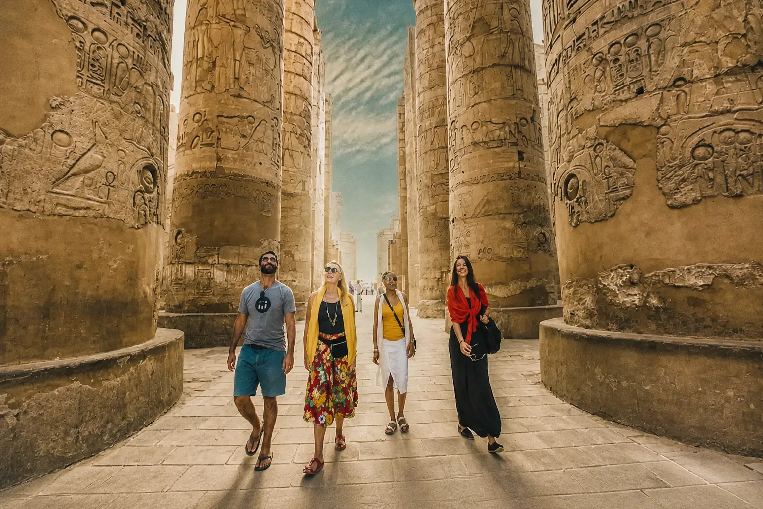 A British family at the Giza Pyramids during half-term